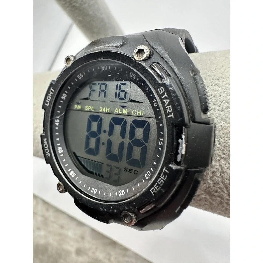 Brigadeon BTW1801 Men Watch Black Plastic 50m Light Date‎ Alarm Working Quartz X